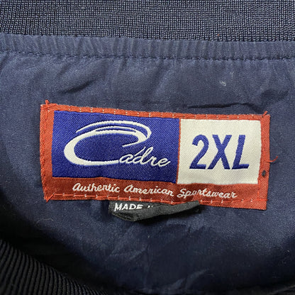 古着 used　ミシガン大学　長袖ナイロンプルオーバー　カレッジ刺繍　Vネック　ネイビー　レトロデザイン　2XLサイズ
