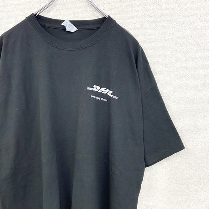 古着 used　PORT＆COMPANY　半袖プリントTシャツ　DHL Supply Chain　クルーネック　黒　2XLサイズ