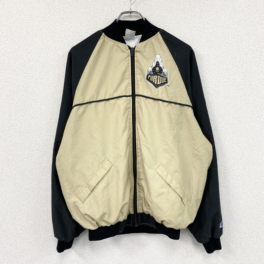 CLIFF KEEN ATHLETIC　フルジップジャケット　カレッジロゴ　ベージュ　黒　ブラック　Mサイズ