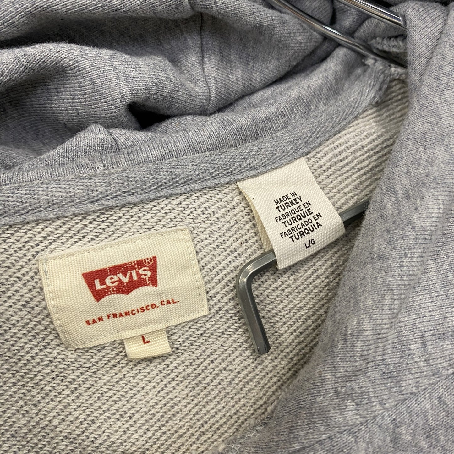 Levi's　リーバイス　スウェットパーカー/フーディー　デカロゴ　灰色　グレー　Lサイズ