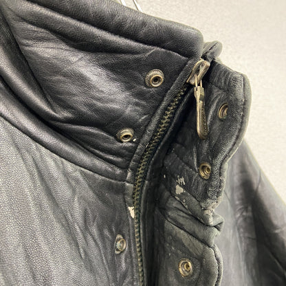 90s　LONDON FOG　ロンドンフォグ　レザージャケット　ブルゾン　スタンドカラー　黒　ブラック　Lサイズ