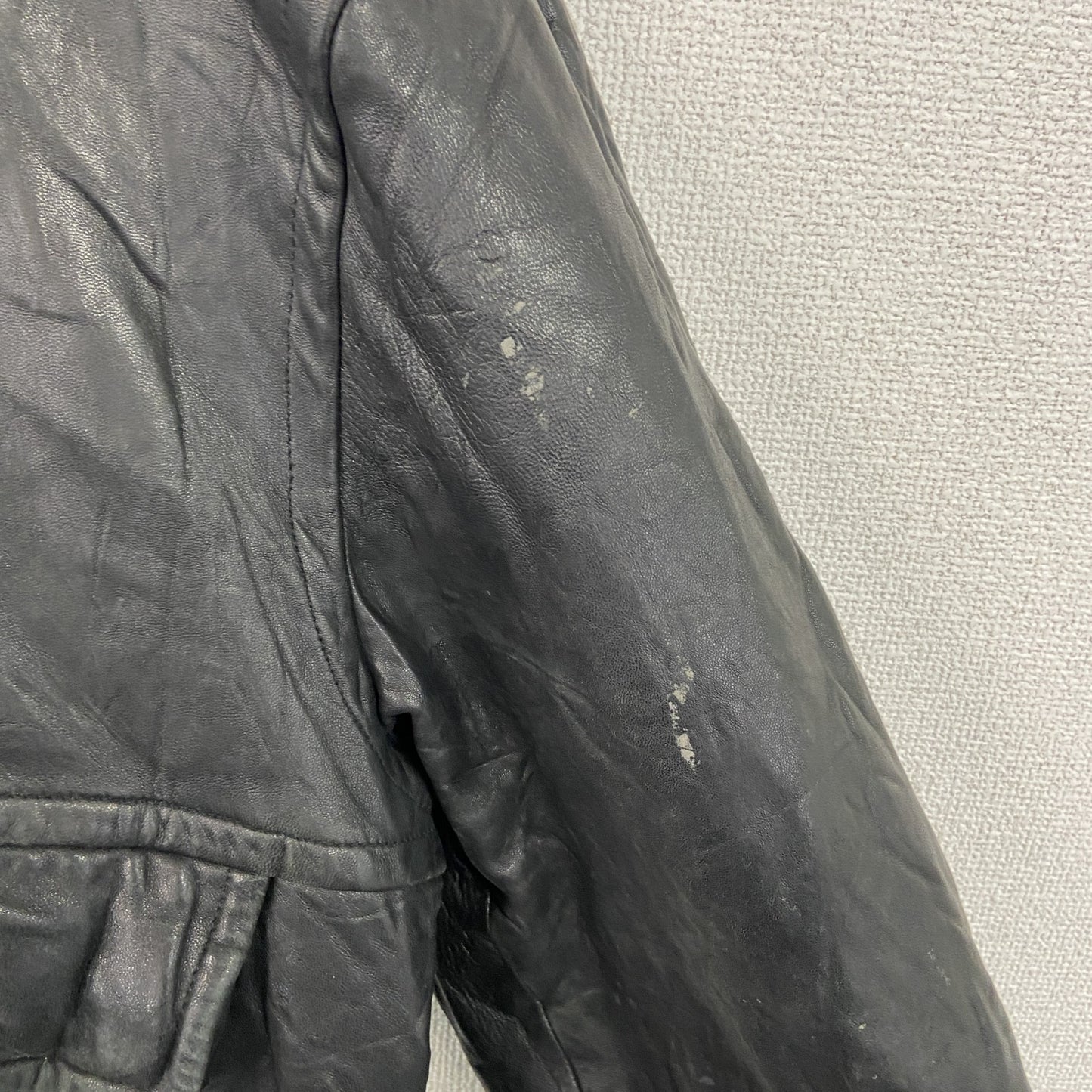 90s　LONDON FOG　ロンドンフォグ　レザージャケット　ブルゾン　スタンドカラー　黒　ブラック　Lサイズ