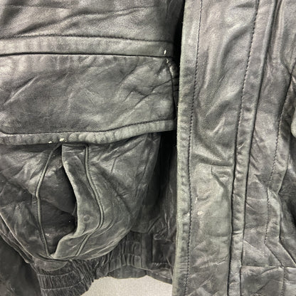 90s　LONDON FOG　ロンドンフォグ　レザージャケット　ブルゾン　スタンドカラー　黒　ブラック　Lサイズ