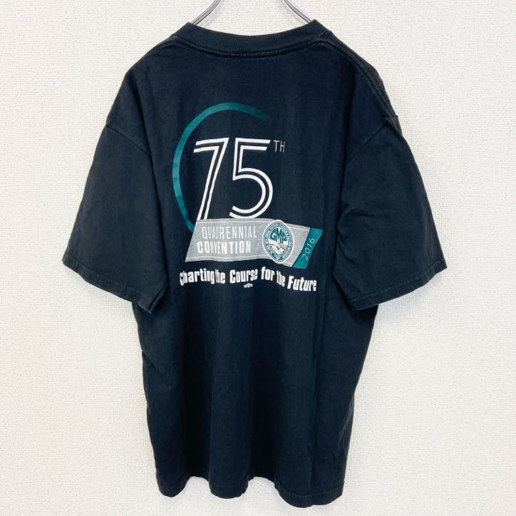 古着 used　Union Line ユニオン ライン　半袖プリントTシャツ　USA製　GMP　クルーネック　黒　Lサイズ