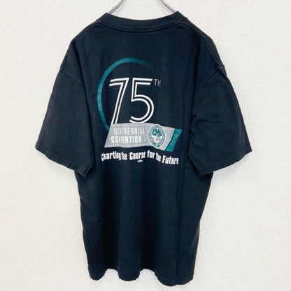 古着 used　Union Line ユニオン ライン　半袖プリントTシャツ　USA製　GMP　クルーネック　黒　Lサイズ