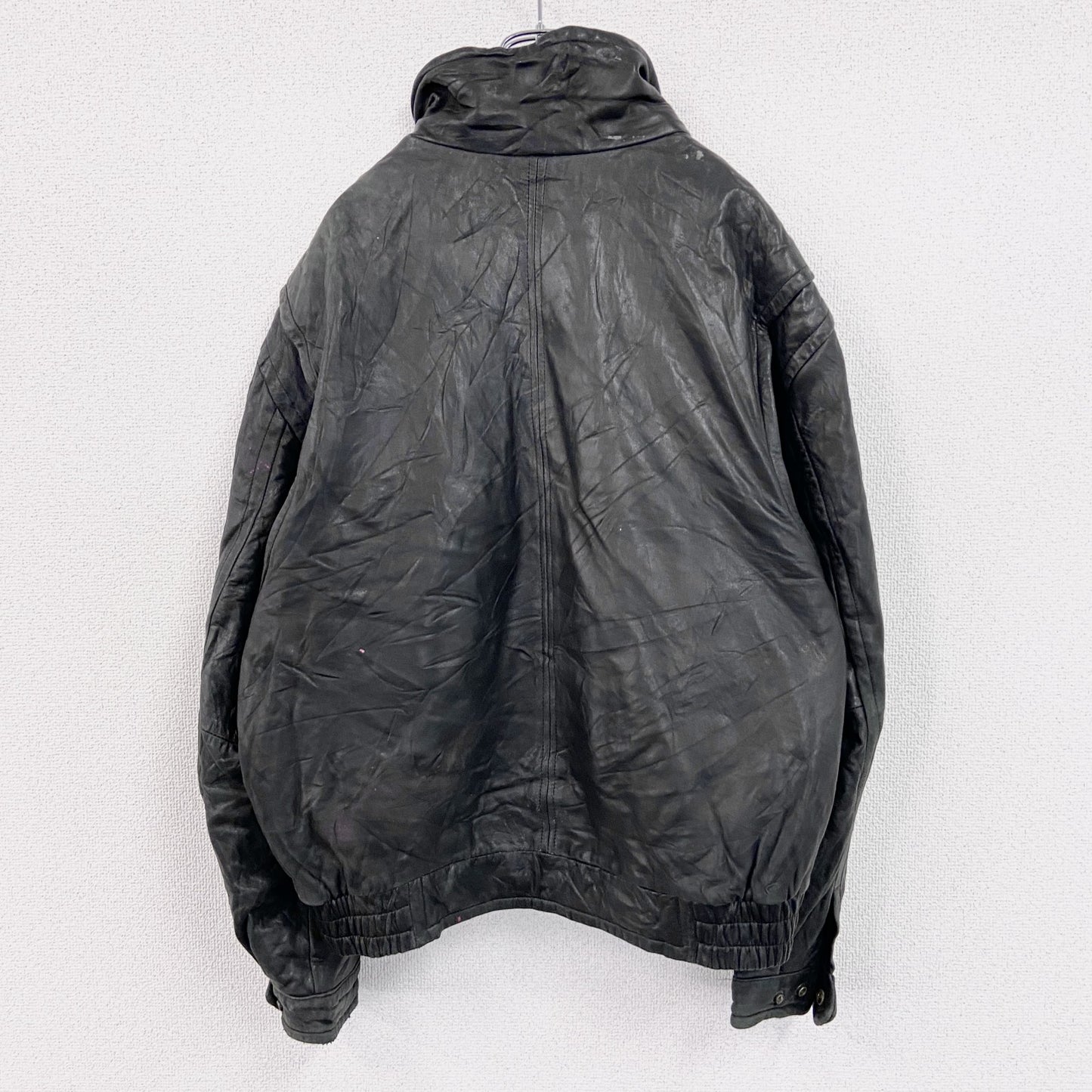 90s　LONDON FOG　ロンドンフォグ　レザージャケット　ブルゾン　スタンドカラー　黒　ブラック　Lサイズ