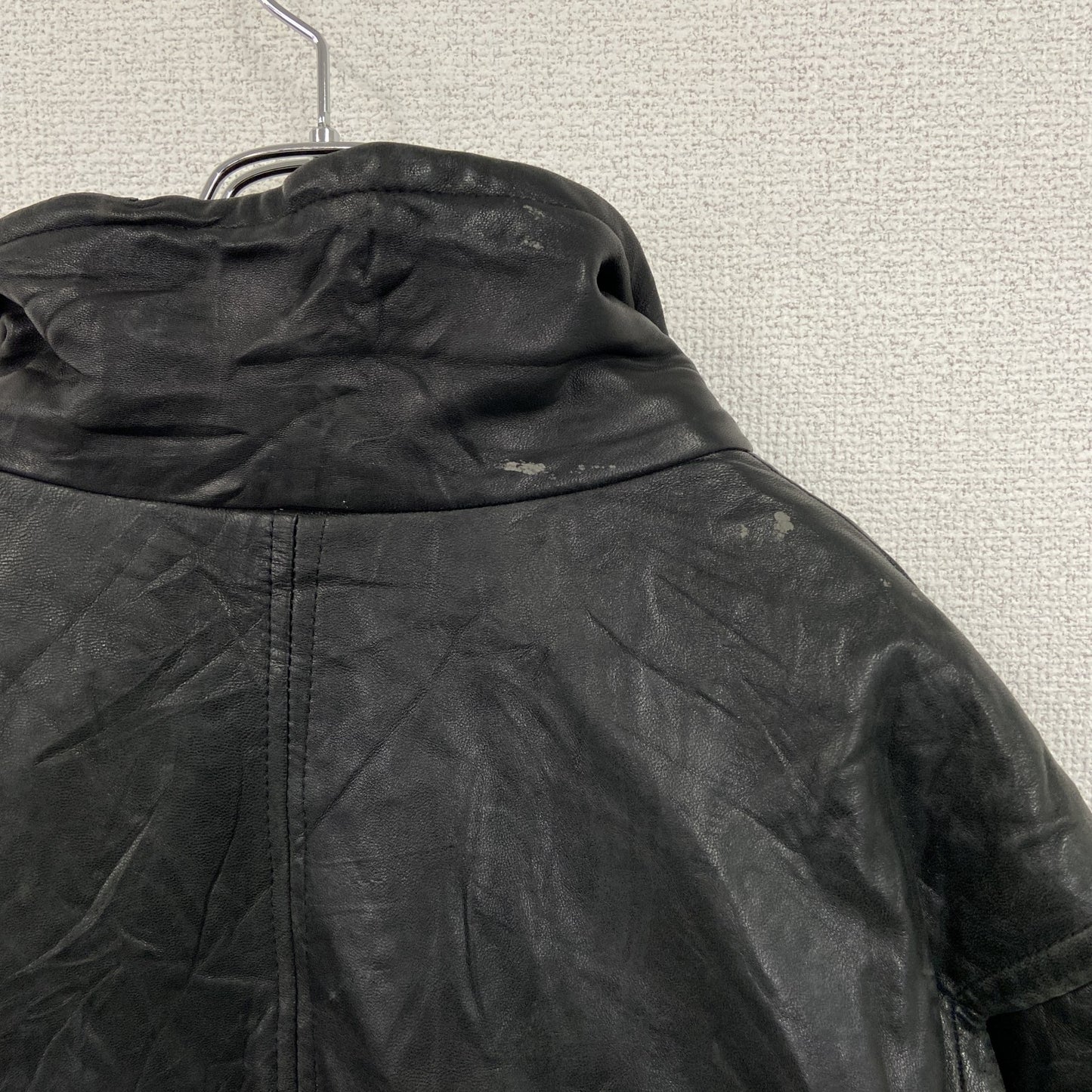90s　LONDON FOG　ロンドンフォグ　レザージャケット　ブルゾン　スタンドカラー　黒　ブラック　Lサイズ