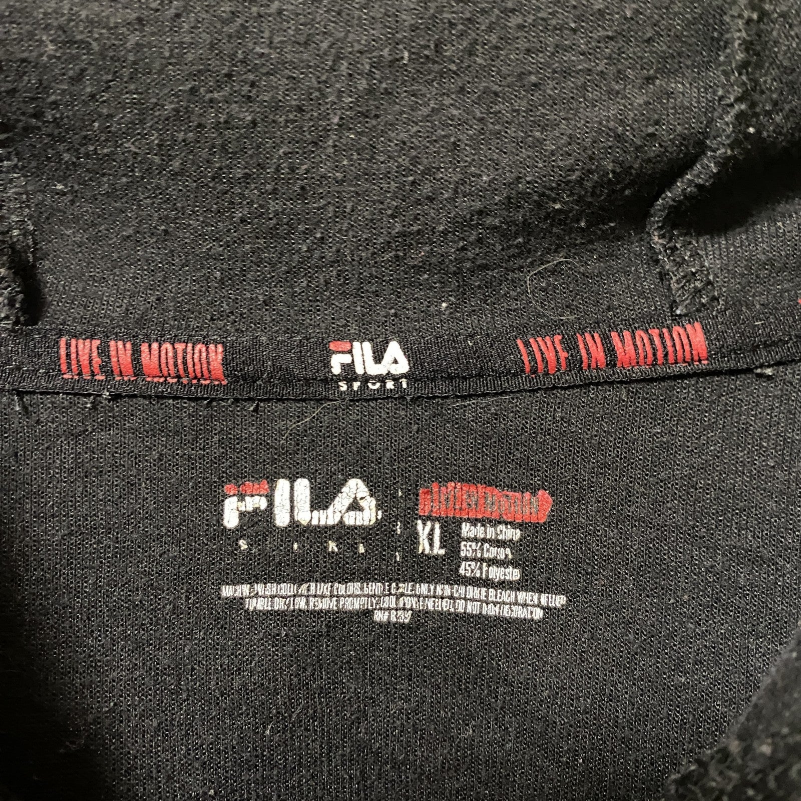 FILA　フィラ　スウェットパーカー/フーディー　無地　ビックシルエット　黒　ブラック　XLサイズ