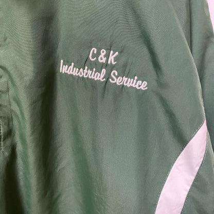 古着 used　SPORT-TEK　長袖ハーフジップナイロンプルオーバー　アノラックパーカー　ワンポイント刺繡　緑　XLサイズ