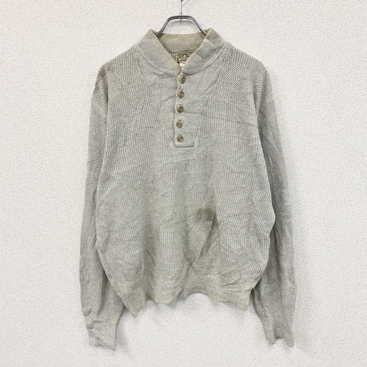 90s　L.L.Bean　エルエルビーン　ハーフボタンコットンニットセーター　ヴィンテージ　灰色　グレー　Mサイズ