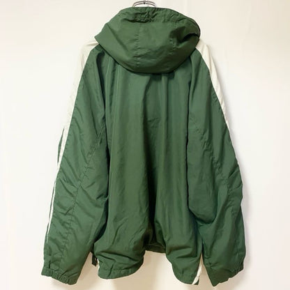 古着 used　SPORT-TEK　長袖ハーフジップナイロンプルオーバー　アノラックパーカー　ワンポイント刺繡　緑　XLサイズ
