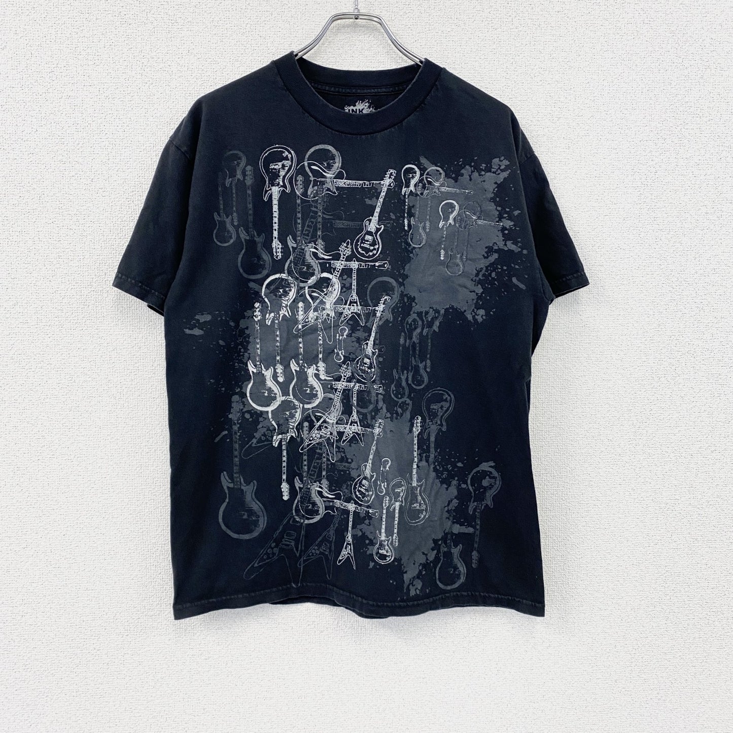 INK　半袖プリントTシャツ　ミュージック　ギター　黒　ブラック　Lサイズ
