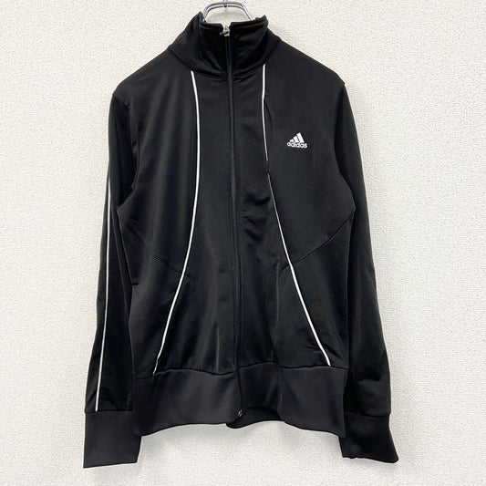 00s　adidas　アディダス　トラックジャケット/ジャージ　パフォーマンスロゴ　デカロゴ　刺繍ロゴ　ヴィンテージ　黒　ブラック　Lサイズ