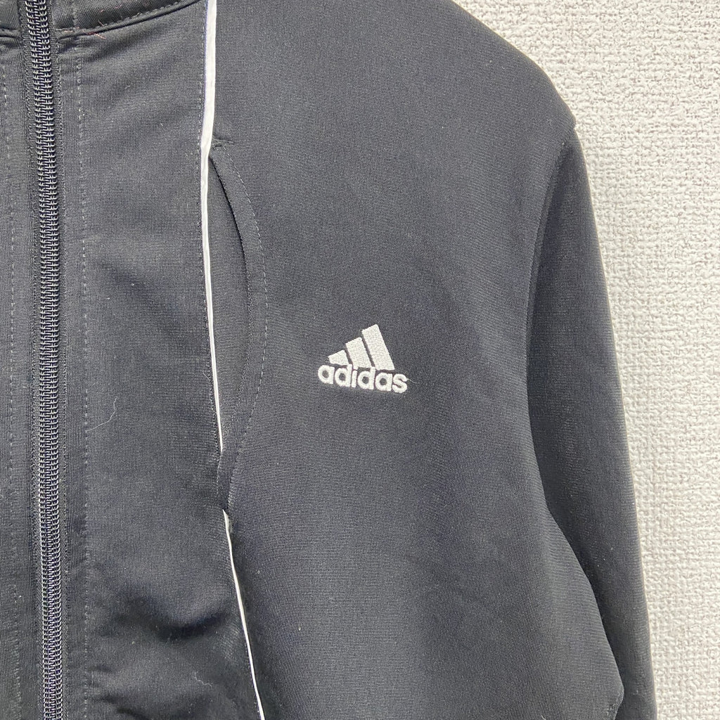 00s　adidas　アディダス　トラックジャケット/ジャージ　パフォーマンスロゴ　デカロゴ　刺繍ロゴ　ヴィンテージ　黒　ブラック　Lサイズ