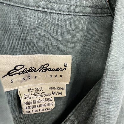 90s～　Eddie Bauer　エディーバウアー　半袖シャツ　ボタンダウンシャツ　ヴィンテージ　グリーン　Mサイズ