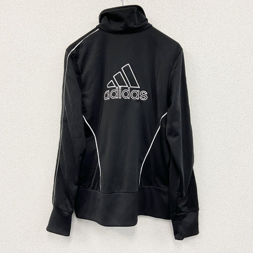 00s　adidas　アディダス　トラックジャケット/ジャージ　パフォーマンスロゴ　デカロゴ　刺繍ロゴ　ヴィンテージ　黒　ブラック　Lサイズ