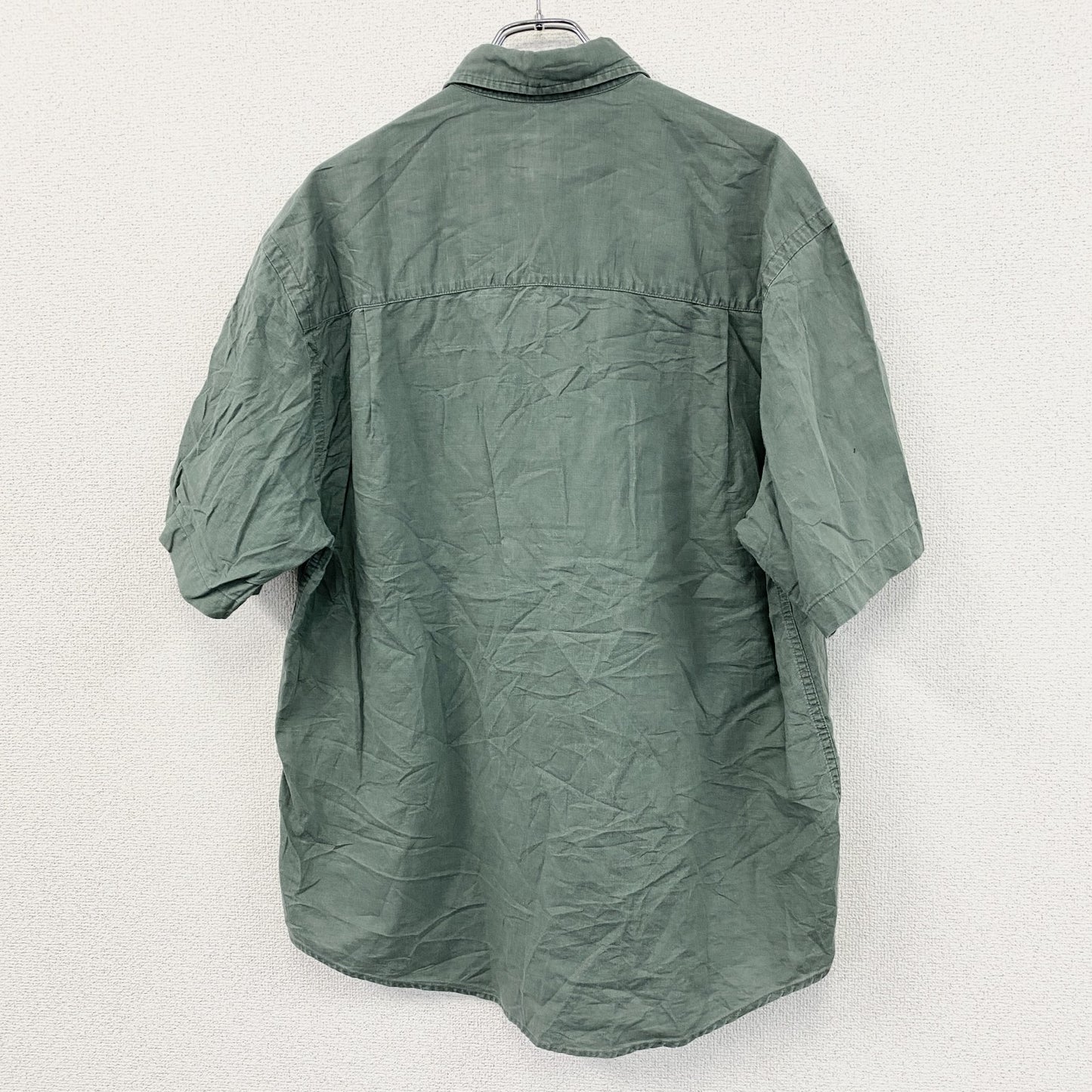 90s～　Eddie Bauer　エディーバウアー　半袖シャツ　ボタンダウンシャツ　ヴィンテージ　グリーン　Mサイズ