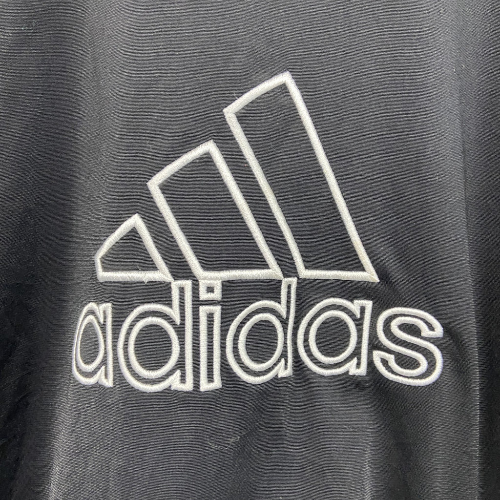 00s　adidas　アディダス　トラックジャケット/ジャージ　パフォーマンスロゴ　デカロゴ　刺繍ロゴ　ヴィンテージ　黒　ブラック　Lサイズ