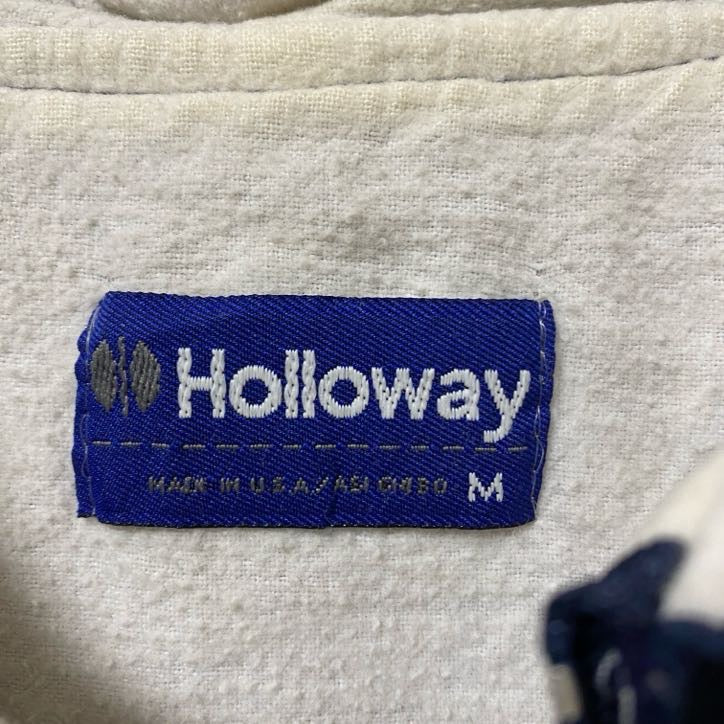 古着 used　Holloway ホロウェイ　長袖ハーフジップナイロンプルオーバー　刺繡デザイン　80s　ネイビー　Mサイズ