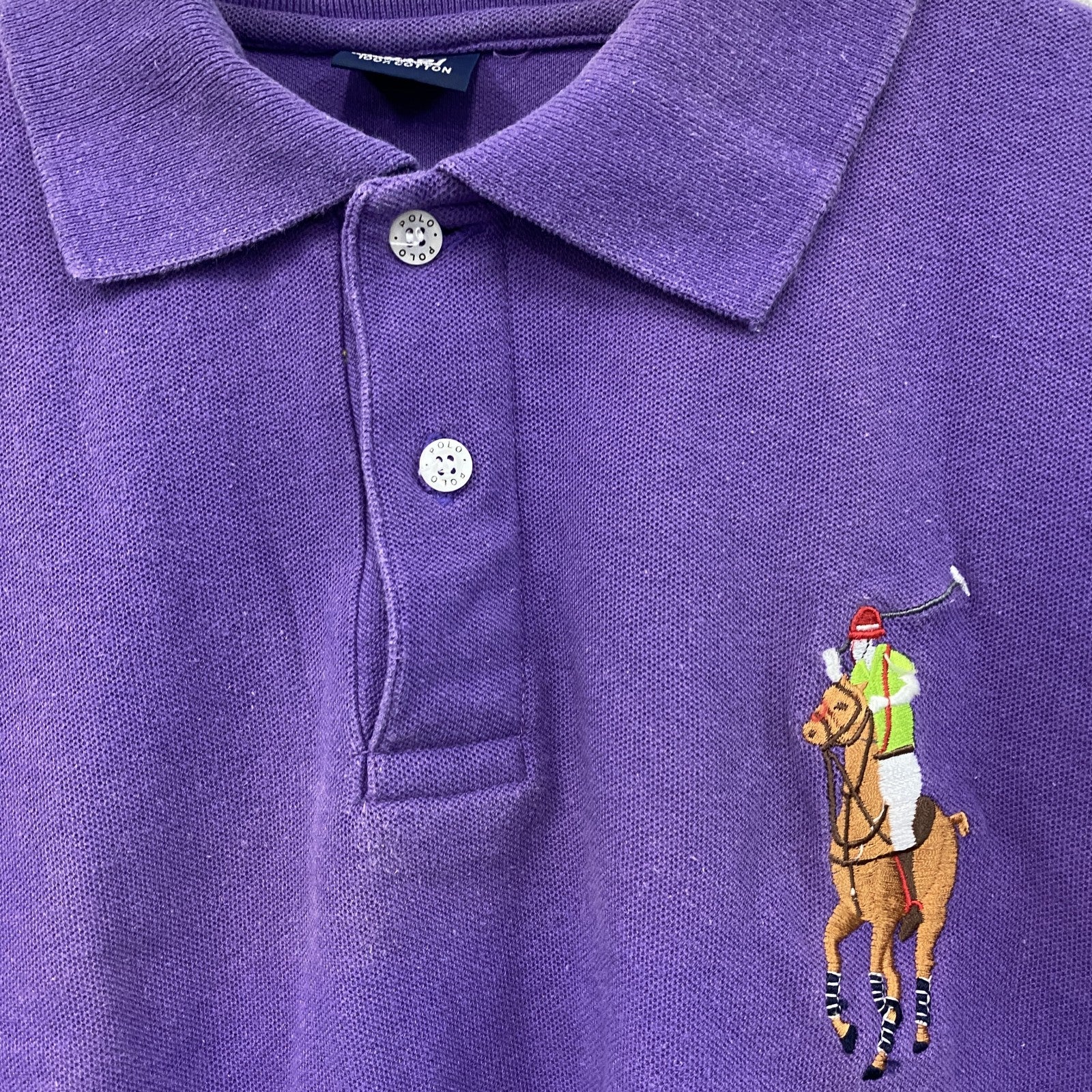 POLO　ポロ　半袖ポロシャツ　刺繡ロゴ　紫　パープル
