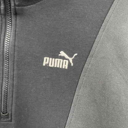 PUMA　プーマ　ハーフジップスウェットワンピース　刺繍ロゴ　黒　ブラック