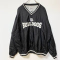 古着 used　TONIX　長袖ナイロンプルオーバージャケット　ロゴ刺繍　BULLDOGS　黒　ビッグシルエット　XLサイズ