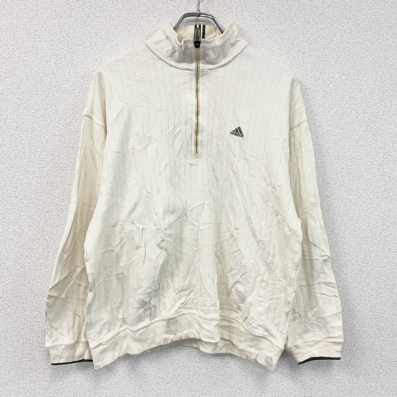 adidas　アディダス　ハーフジップスウェット/トレーナー　白　ホワイト　Mサイズ