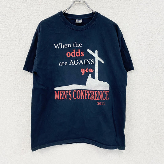 GILDAN　ギルダン　半袖プリントTシャツ　8連プリント　両面プリント　英字プリント　黒　ブラック　Lサイズ