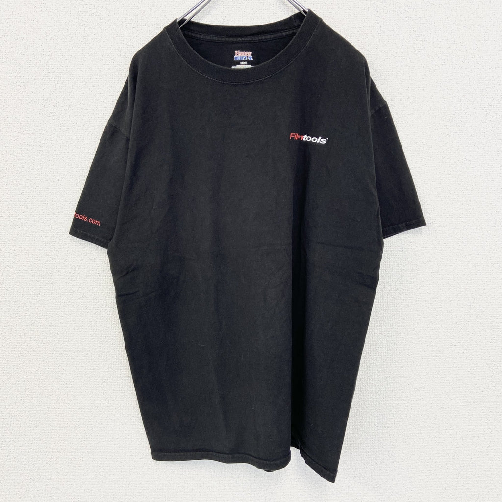 古着 used　Hanes ヘインズ　半袖プリントTシャツ　ビッグT　Film tools　クルーネック　黒　Lサイズ