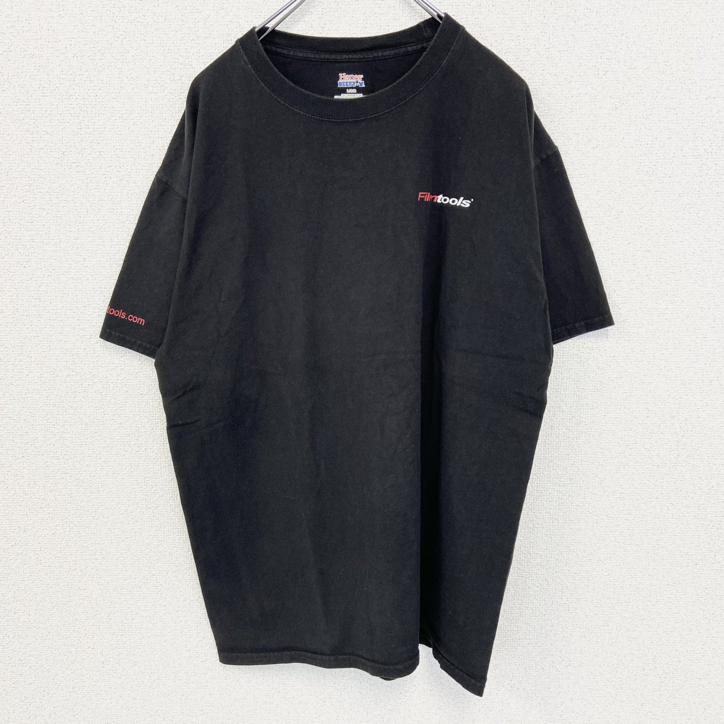 古着 used　Hanes ヘインズ　半袖プリントTシャツ　ビッグT　Film tools　クルーネック　黒　Lサイズ