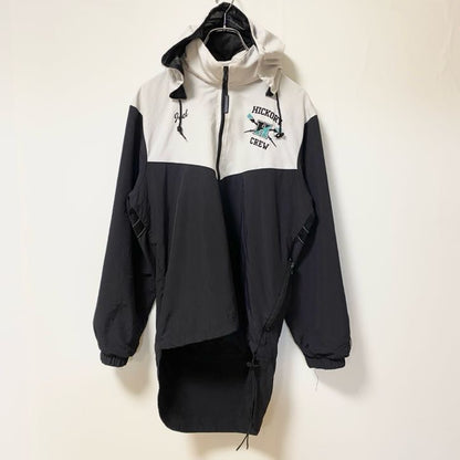 古着 used　BOATHHOUSE　長袖ハーフジップナイロンジャケット　 バイカラー　刺デザイン　黒　白　XSサイズ