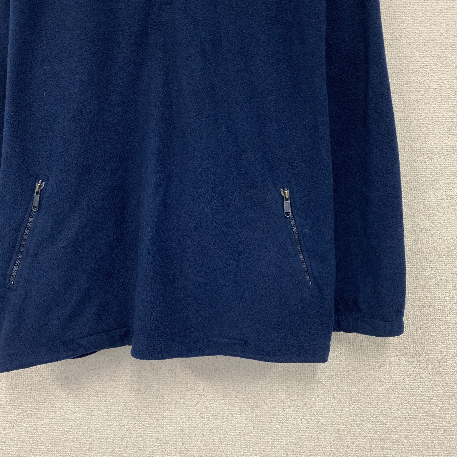 FRUIT OF THE LOOM　ハーフジップフリースジャケット　ハの字ポケット　ワッペン　ワンポイント　紺　ネイビー　Lサイズ