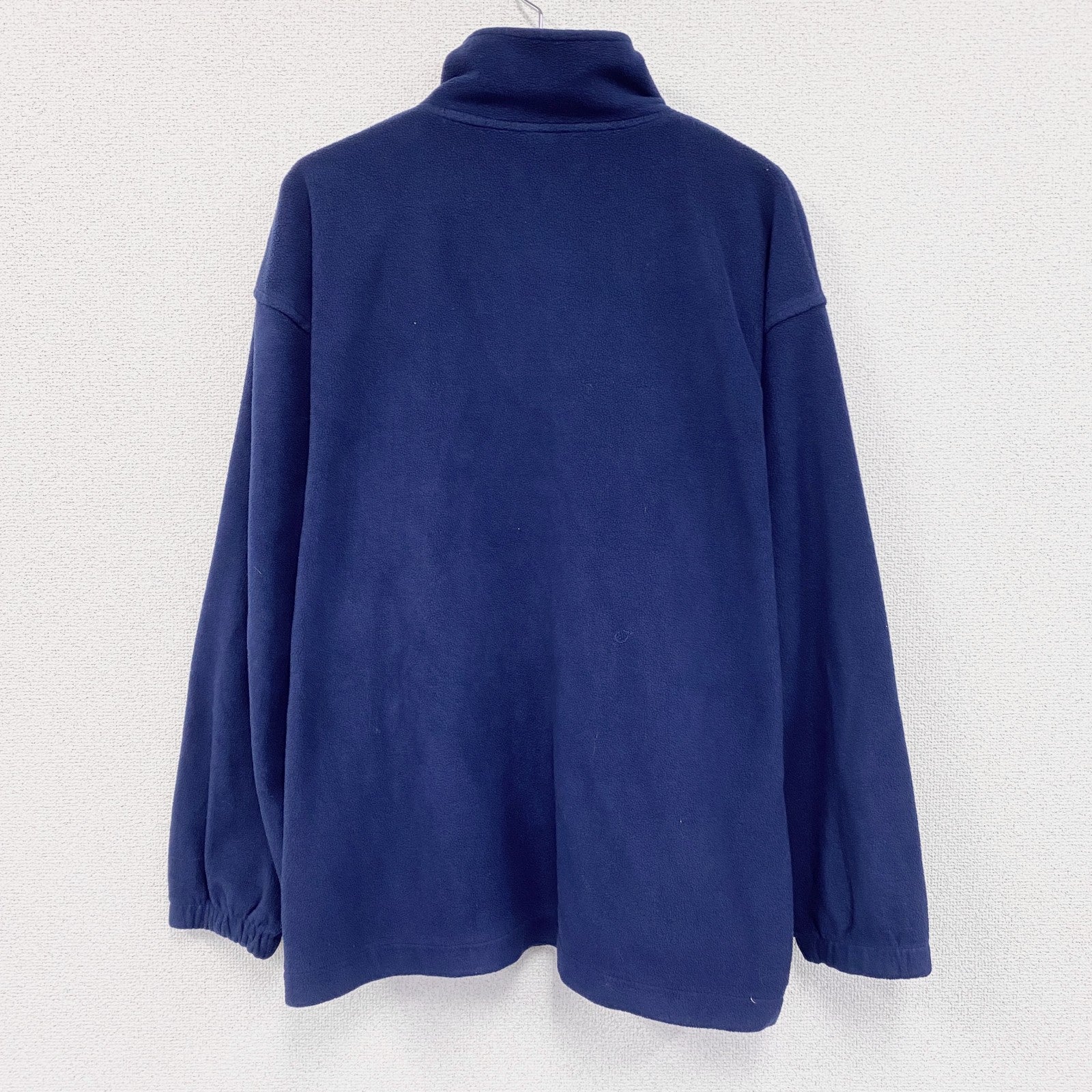 FRUIT OF THE LOOM　ハーフジップフリースジャケット　ハの字ポケット　ワッペン　ワンポイント　紺　ネイビー　Lサイズ