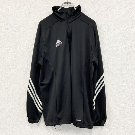 adidas　アディダス　climalite　ハーフジッププルオーバージャージ　スリーストライプス　黒　XLサイズ