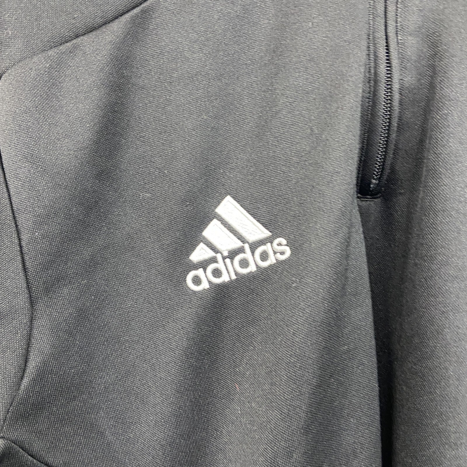 adidas　アディダス　climalite　ハーフジッププルオーバージャージ　スリーストライプス　黒　XLサイズ