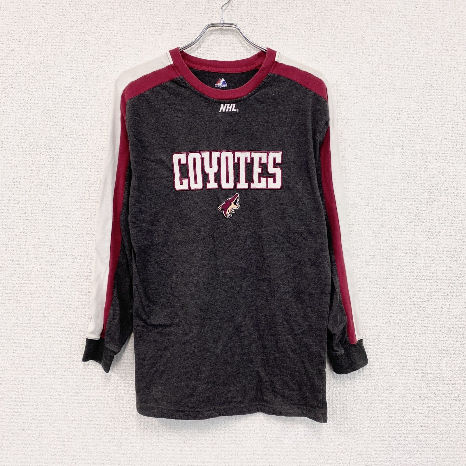 Majestic　NHL　長袖プリントTシャツ　ダークグレー　Mサイズ