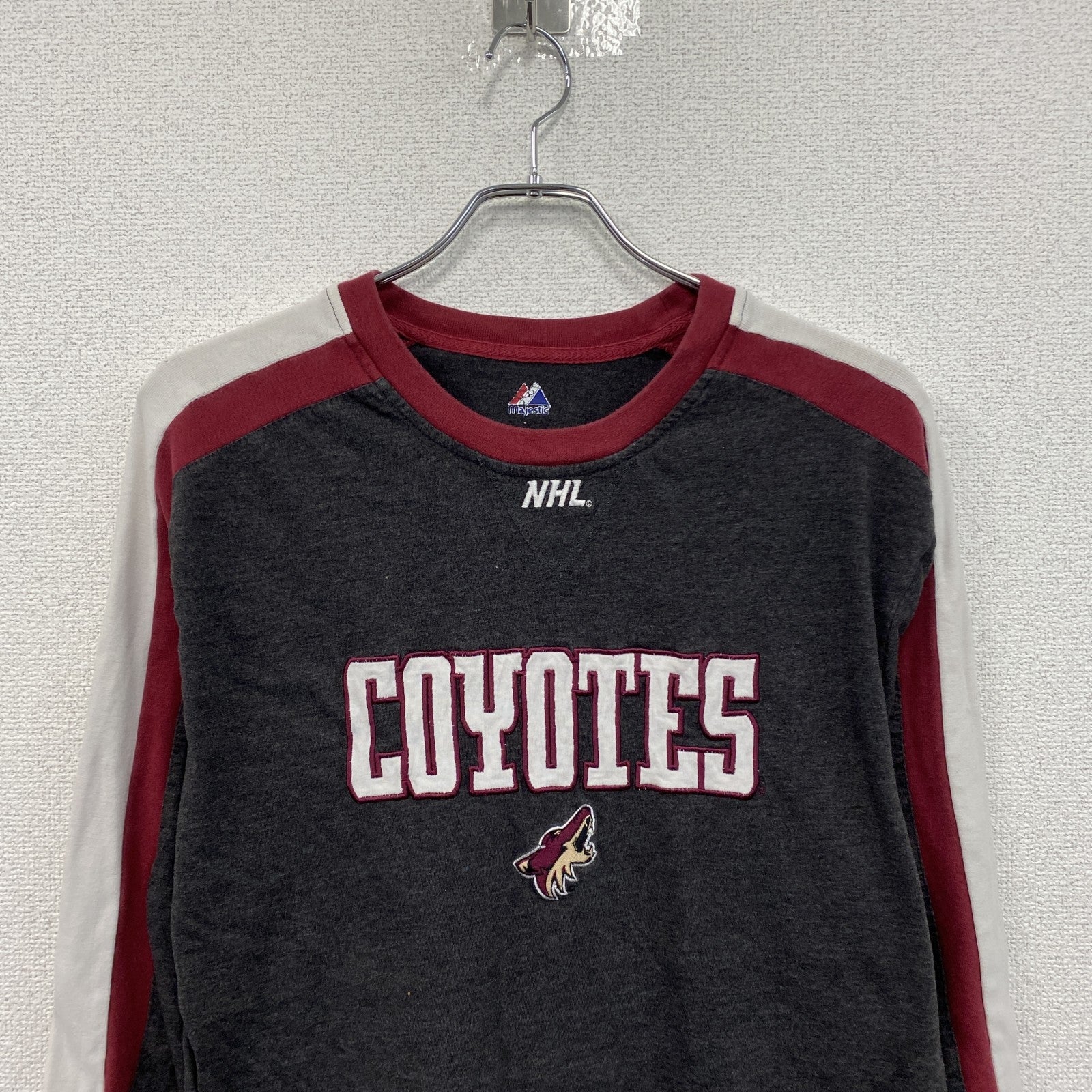 Majestic　NHL　長袖プリントTシャツ　ダークグレー　Mサイズ