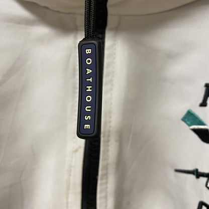 古着 used　BOATHHOUSE　長袖ハーフジップナイロンジャケット　 バイカラー　刺デザイン　黒　白　XSサイズ