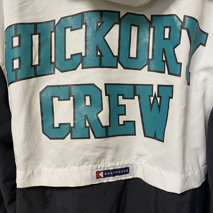 古着 used　BOATHHOUSE　長袖ハーフジップナイロンジャケット　 バイカラー　刺デザイン　黒　白　XSサイズ