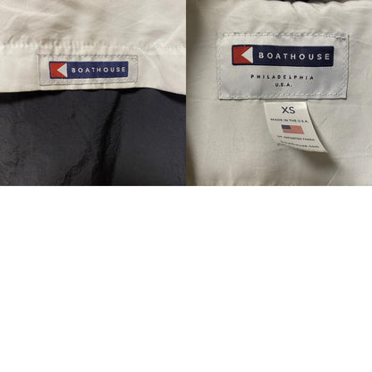 古着 used　BOATHHOUSE　長袖ハーフジップナイロンジャケット　 バイカラー　刺デザイン　黒　白　XSサイズ