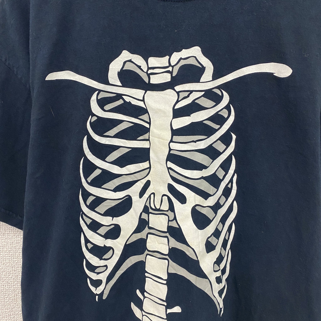 FRUIT OF THELOOM　フルーツオブザルーム　ボーン　骨　半袖プリントTシャツ　紺　ネイビー　XLサイズ