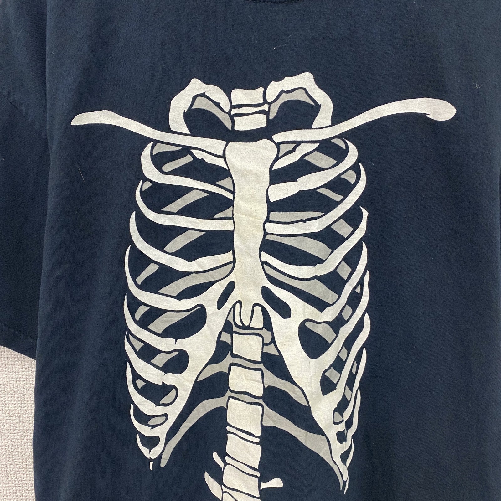 FRUIT OF THELOOM　フルーツオブザルーム　ボーン　骨　半袖プリントTシャツ　紺　ネイビー　XLサイズ