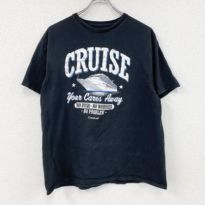 Carnival Cruise　半袖プリントTシャツ　6連プリント　アーチプリント　英字プリント　船　黒　ブラック