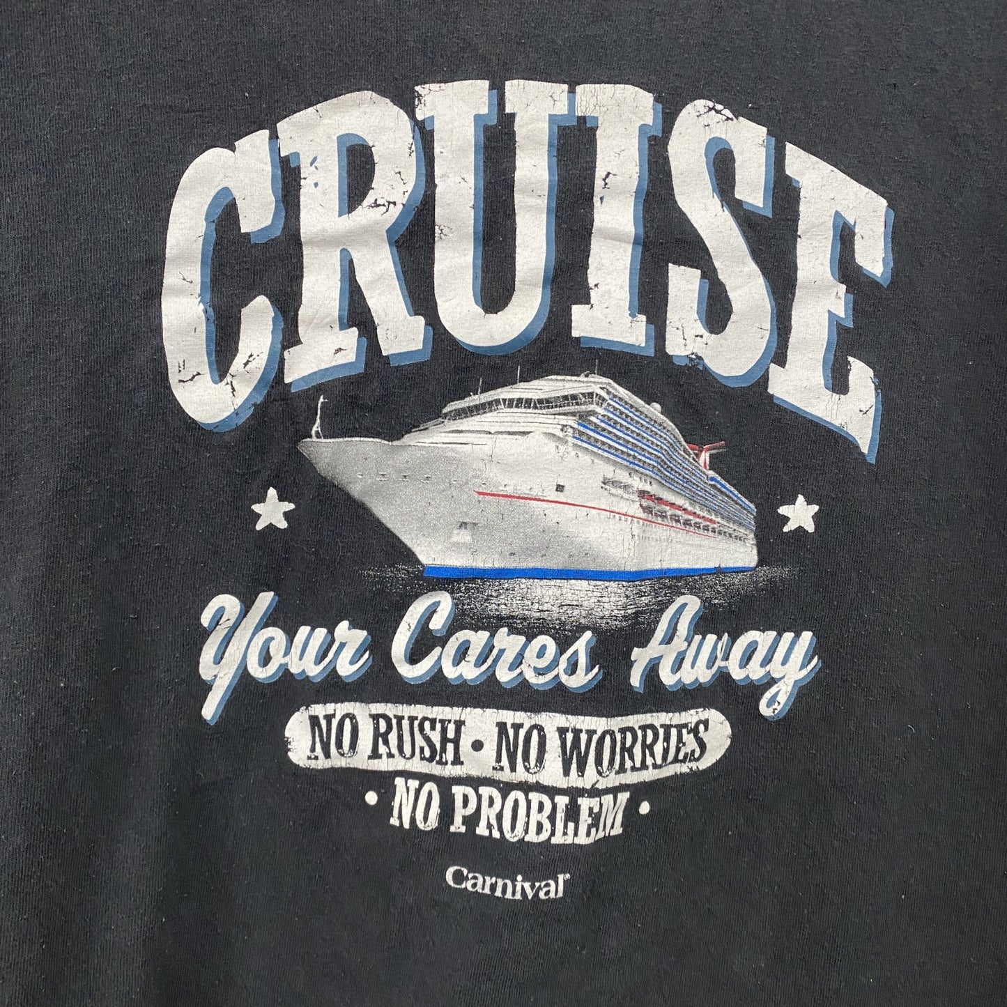Carnival Cruise　半袖プリントTシャツ　6連プリント　アーチプリント　英字プリント　船　黒　ブラック