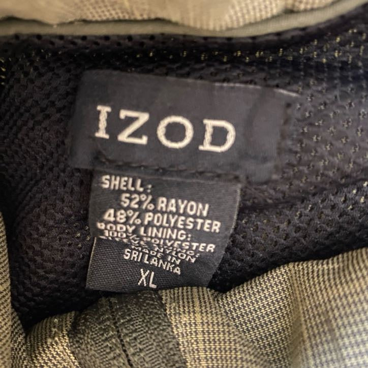 古着 used　IZOD アイゾッド　長袖ハーフジップナイロンプルオーバー　チェック柄　グレー　ワンポイント刺繡　Mサイズ