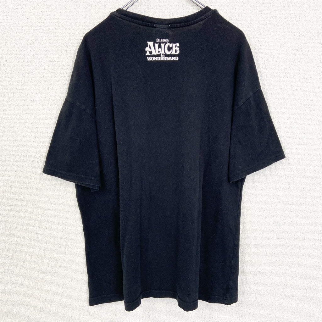 古着 used　ZARA　Disney　ディズニー　不思議の国のアリス　半袖キャラクタービッグプリントTシャツ　黒　Lサイズ
