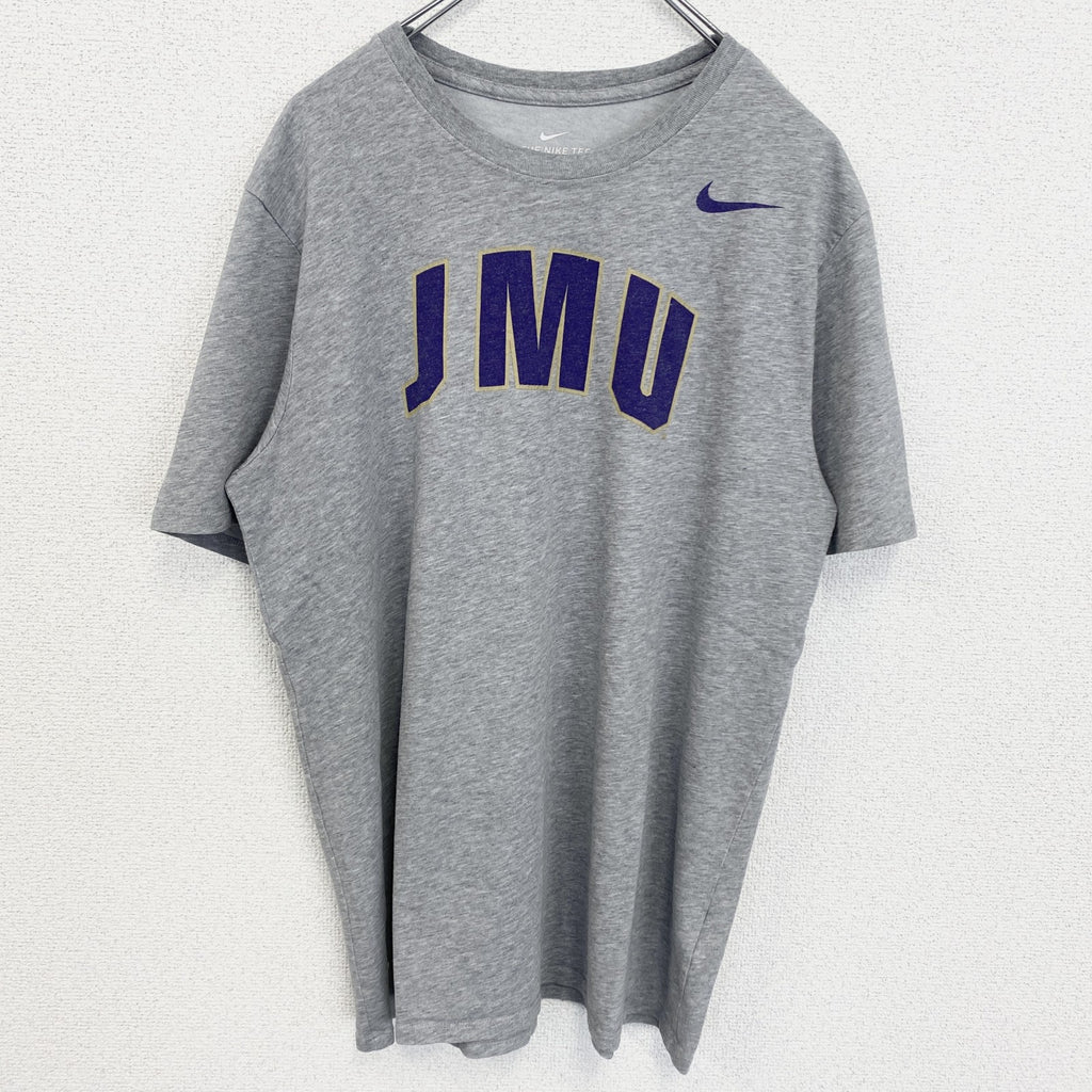 古着 used　NIKE ナイキ　半袖カレッジプリントTシャツ　JMU　ジェームズマディソン大学　レトロ　グレー　Lサイズ