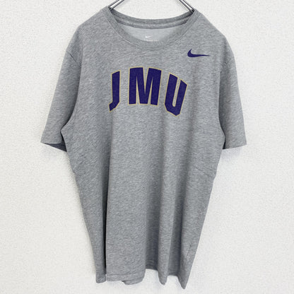 古着 used　NIKE ナイキ　半袖カレッジプリントTシャツ　JMU　ジェームズマディソン大学　レトロ　グレー　Lサイズ