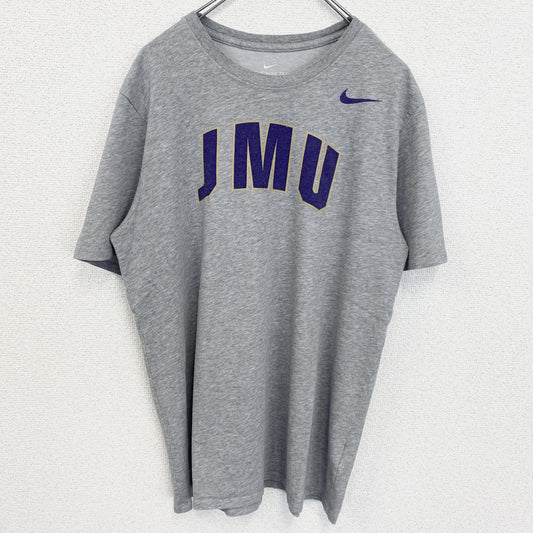 古着 used　NIKE ナイキ　半袖カレッジプリントTシャツ　JMU　ジェームズマディソン大学　レトロ　グレー　Lサイズ
