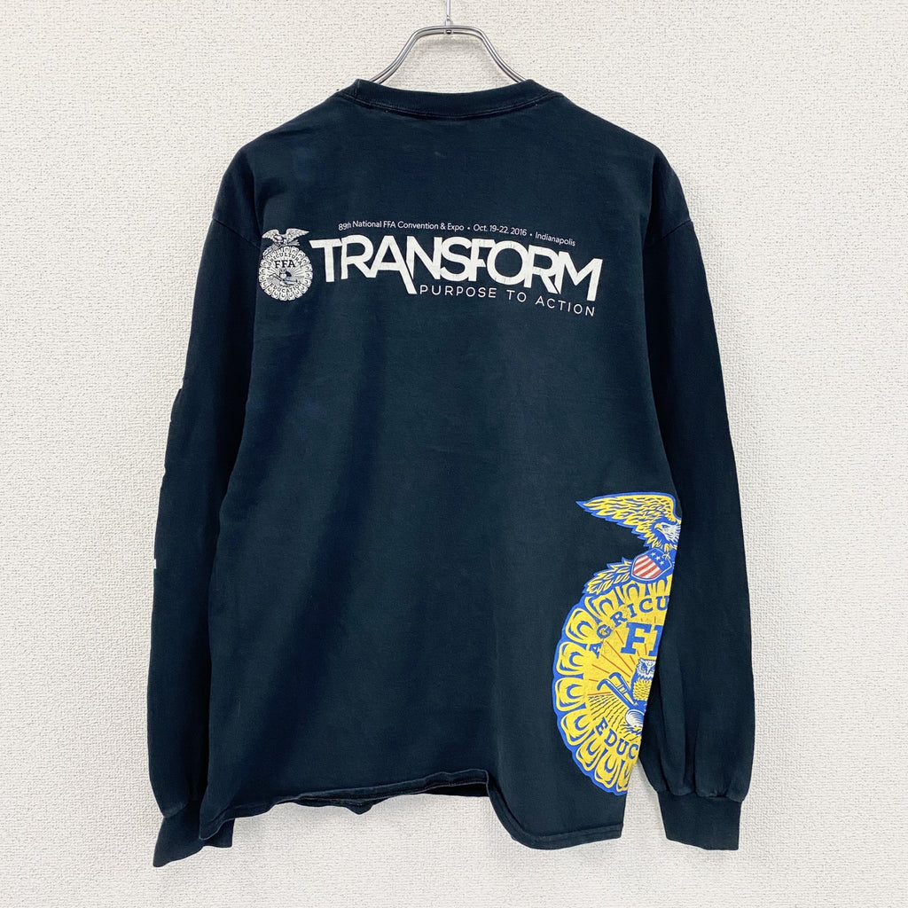 GILDAN　ギルダン　長袖プリントTシャツ/ロンT　FFA　黒　ブラック　Lサイズ